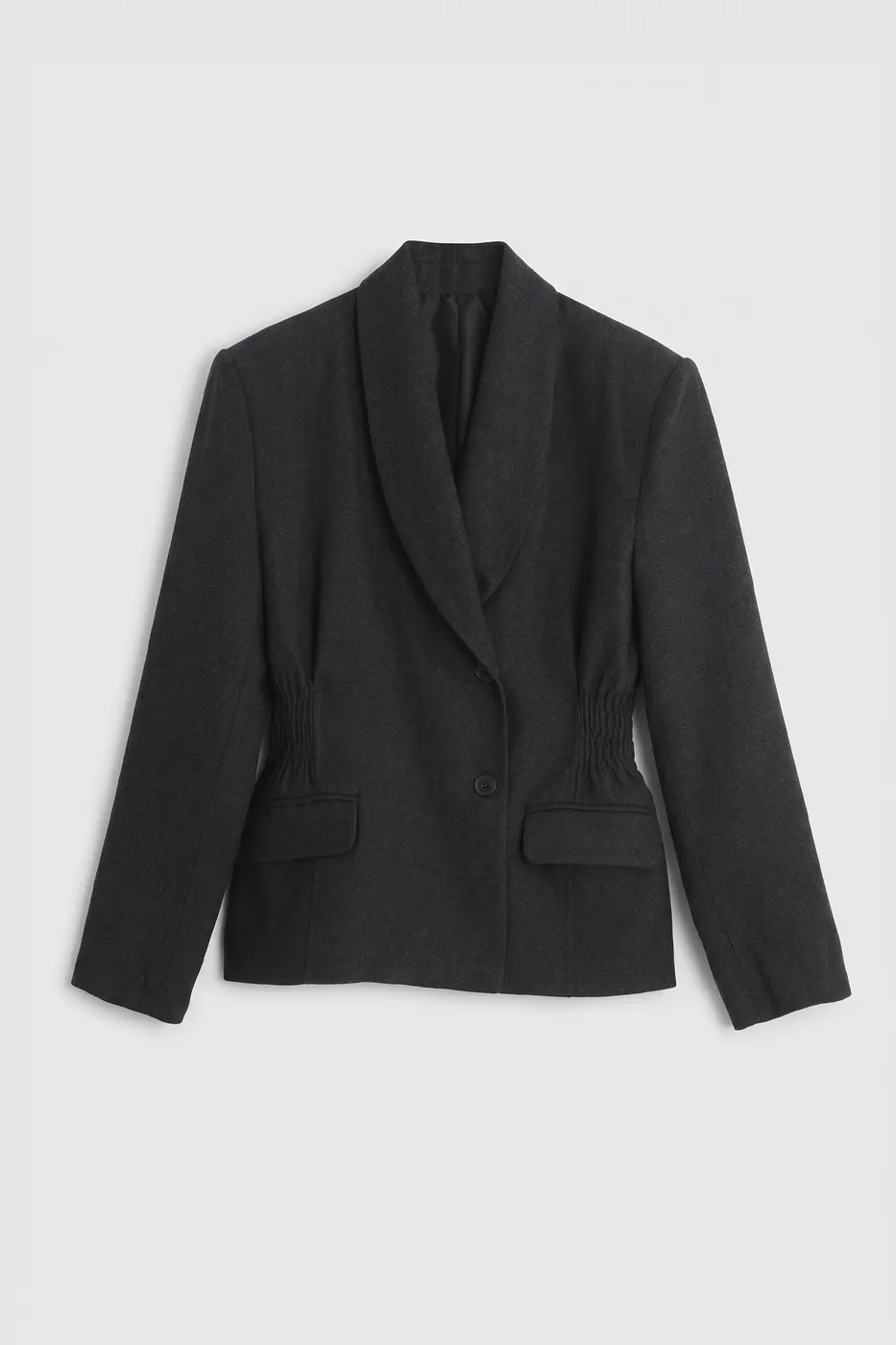 Bayan Siyah Şal Yakalı Kruvaze Blazer Ceket