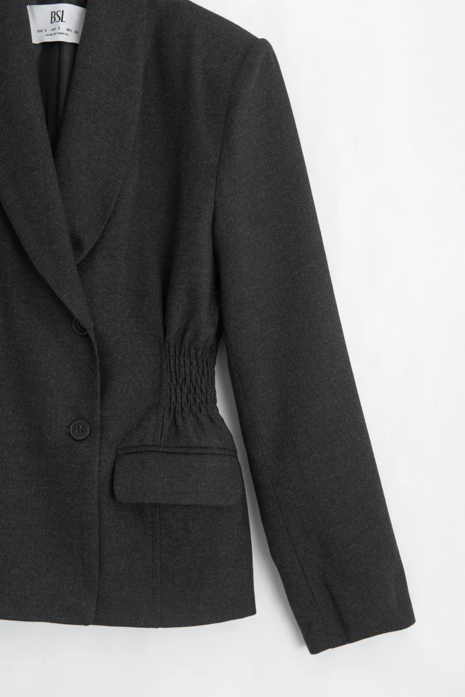 Bayan Siyah Şal Yakalı Kruvaze Blazer Ceket