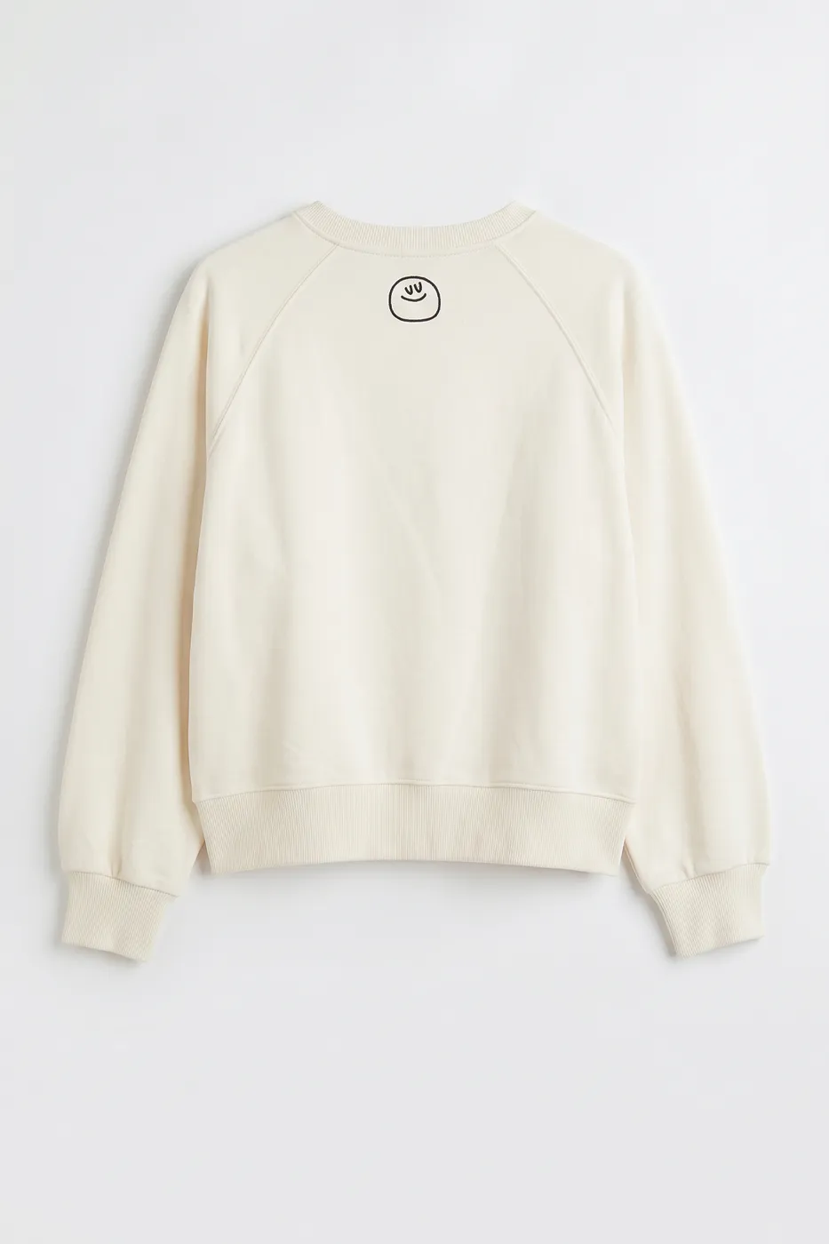 Bayan Ekru Baskılı Basic Oversize Sweatshirt