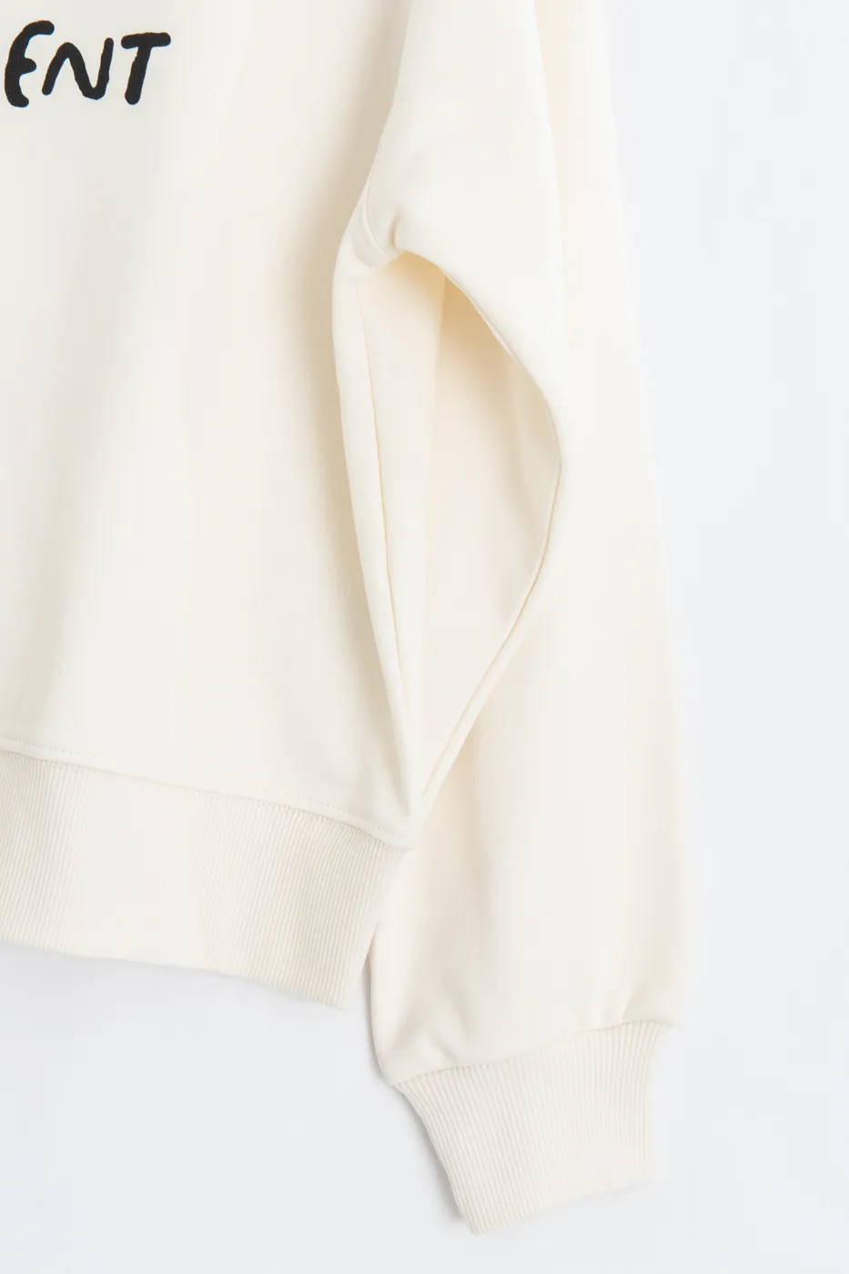 Bayan Ekru Baskılı Basic Oversize Sweatshirt