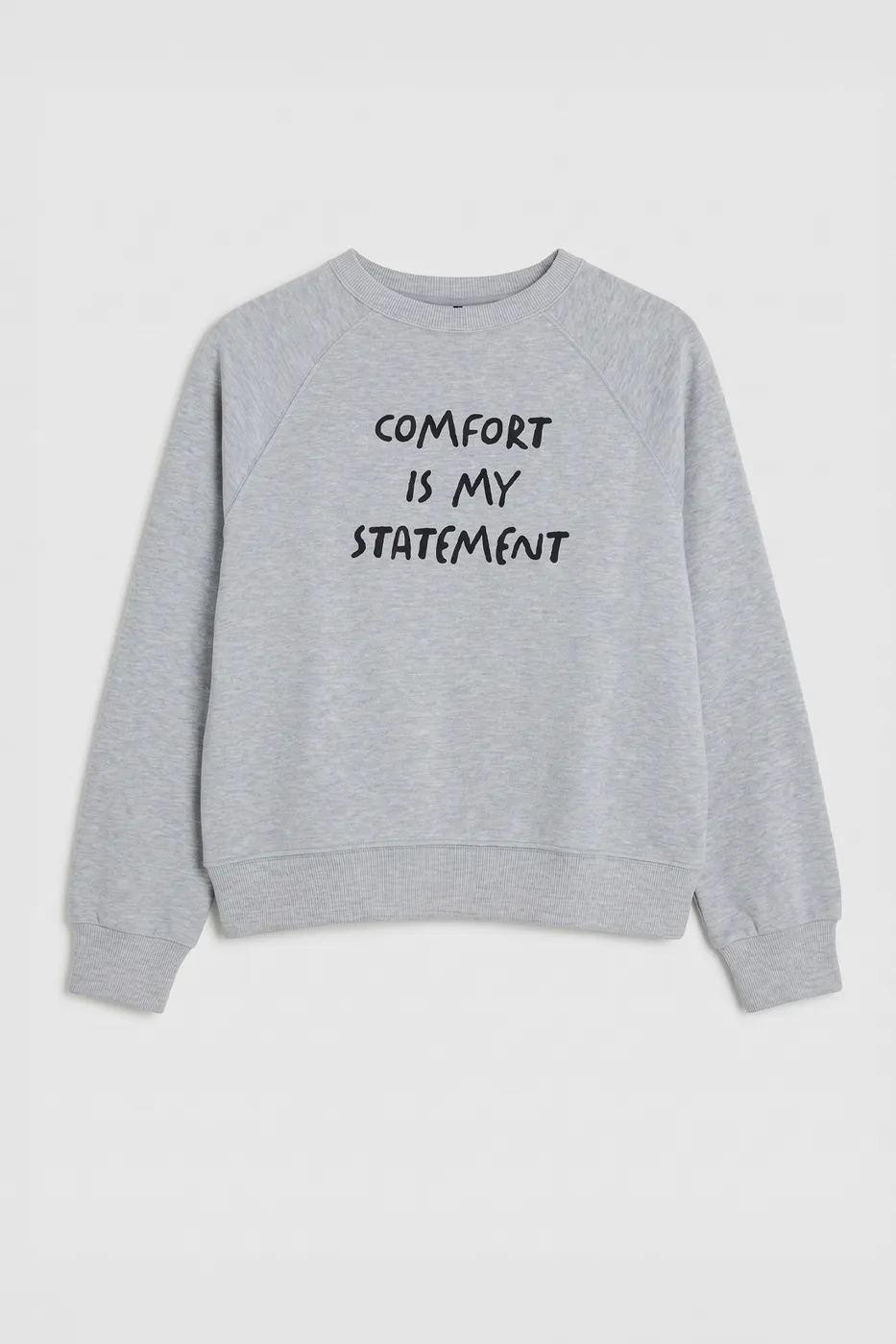 Bayan Gri Baskılı Basic Oversize Sweatshirt