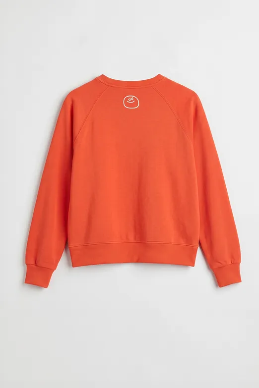 Bayan Kırmızı Baskılı Basic Oversize Sweatshirt - BSL