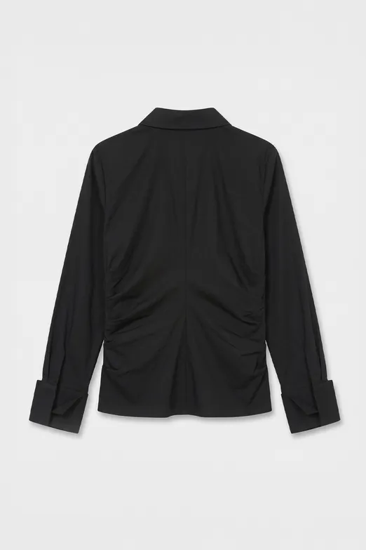 Bayan Siyah Düğmeli Fit Poplin Gömlek - BSL
