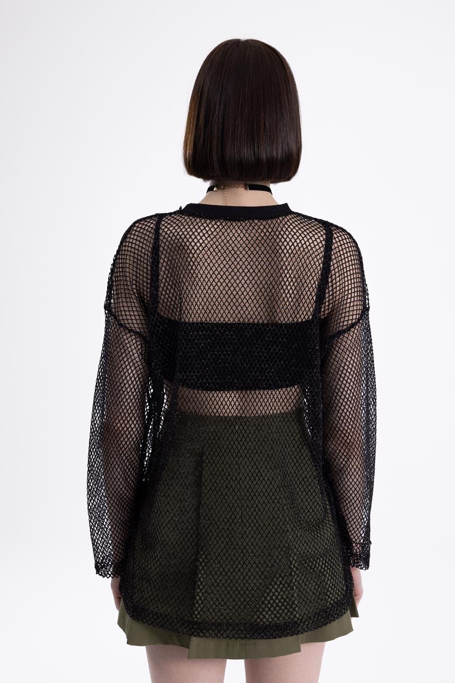 Bayan Siyah Oversıze File Bluz